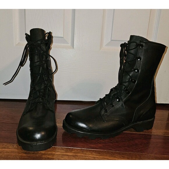 Vintage R0 Search US Military Combat Boots Black Leather Size 8.5 R USA 90s 4-97 - Picture 1 of 8